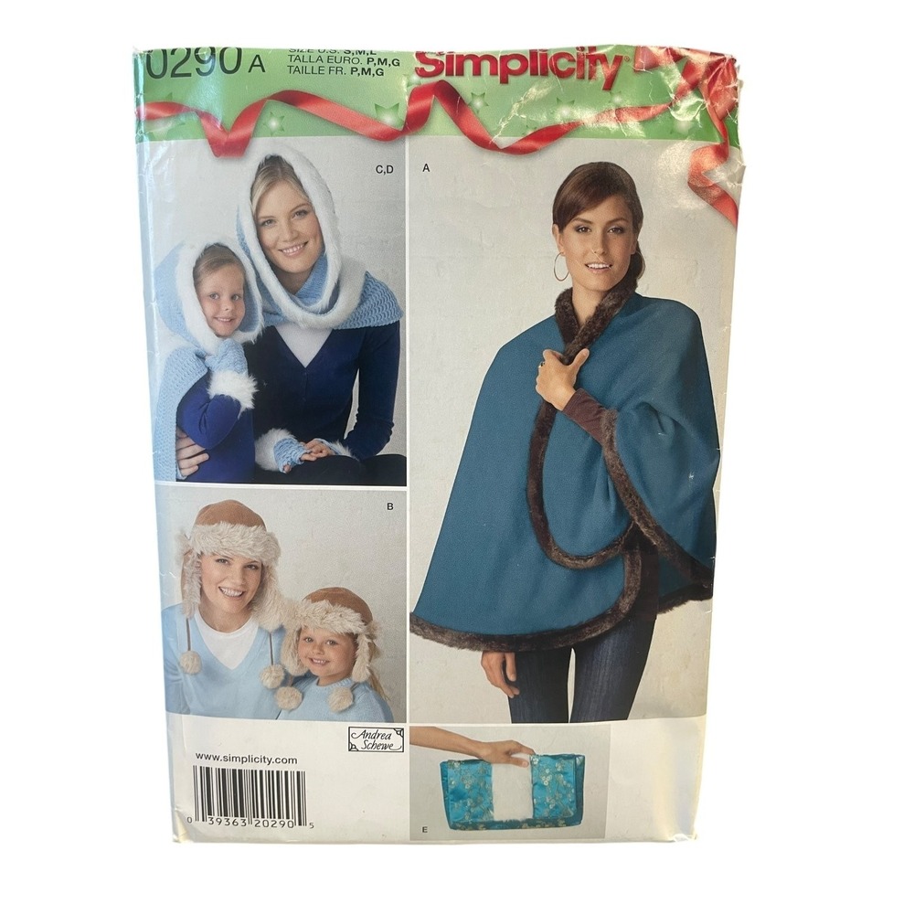 Simplicity Sewing Pattern 0290 Misses Child S M L Multi Accessory Cape Hat Purse